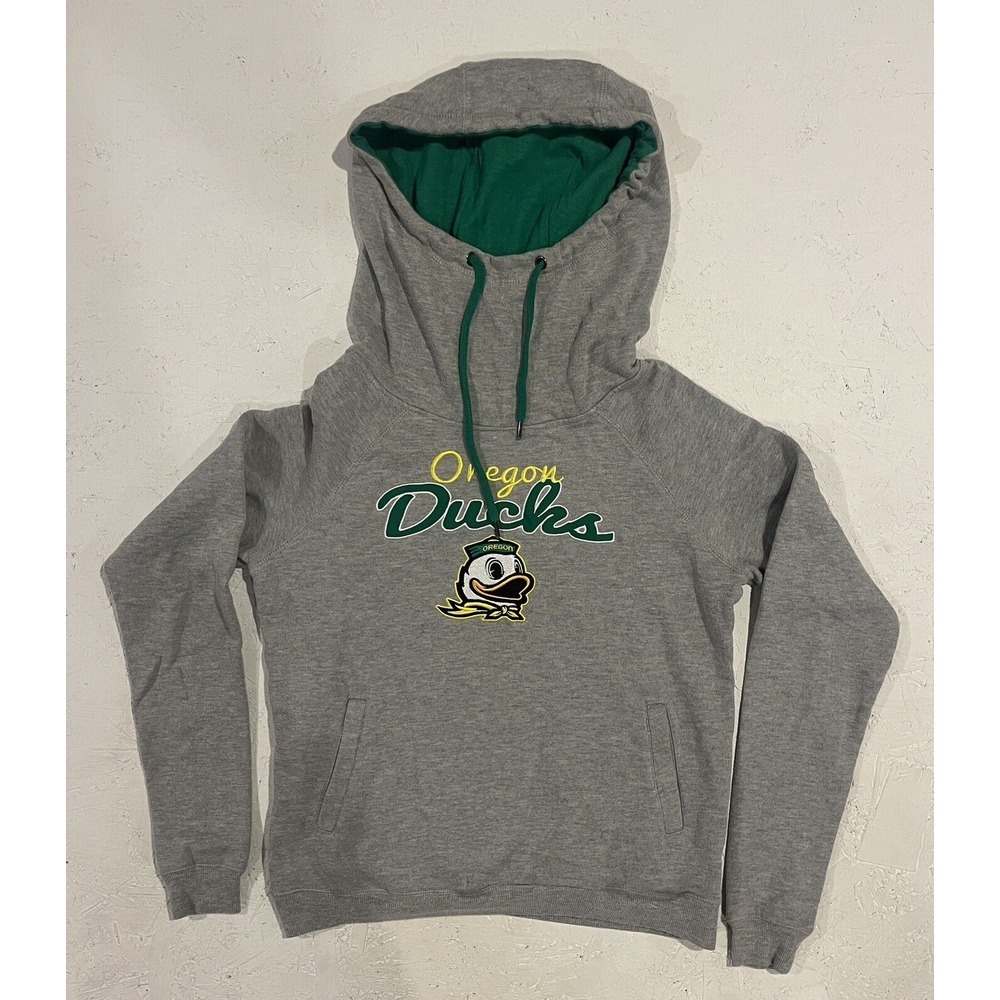 Oregon Ducks Gray / Green Hoodie Women's Size S Colosseum Front Pocket